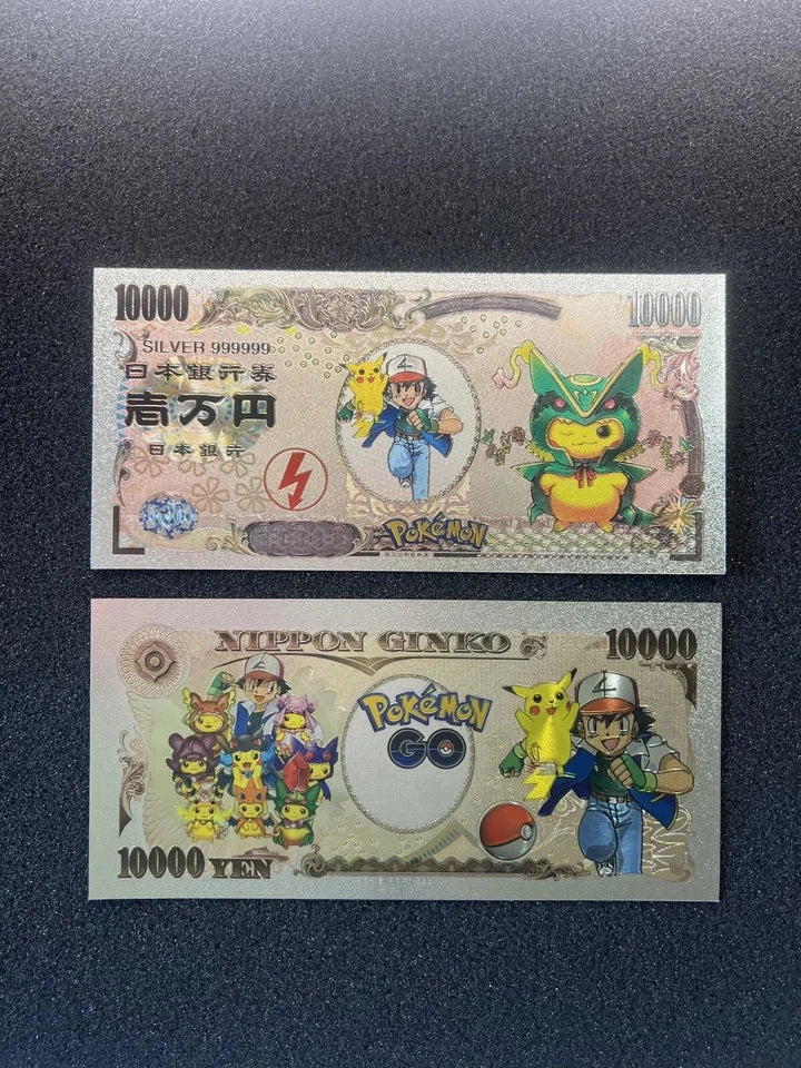 Pokemon Silver Foil Banknote Set of 24 Charizard Pikachu Poncho