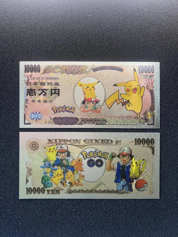 Pokemon Silver Foil Banknote Set of 24 Charizard Pikachu Poncho