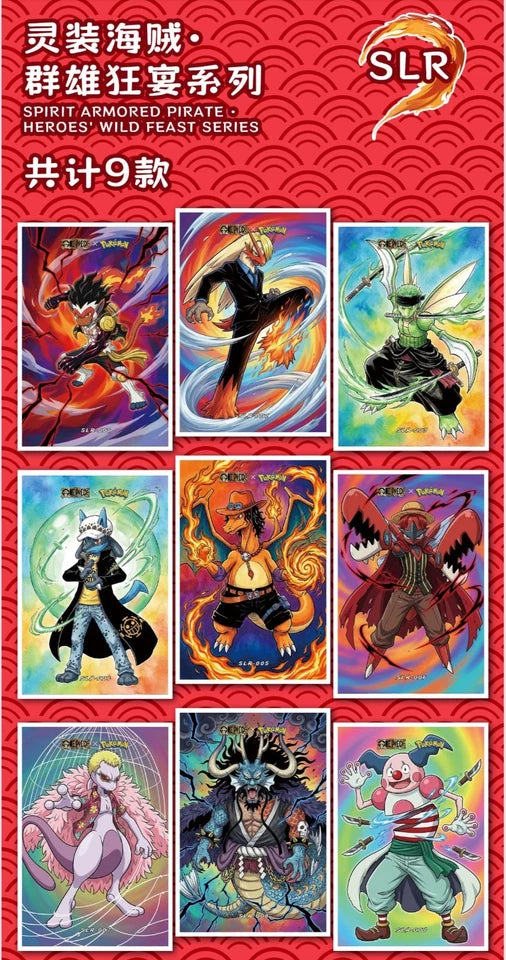 5 Art Board Lot - Chinese One Piece X Pokemon Art Board 5 Sealed Packs