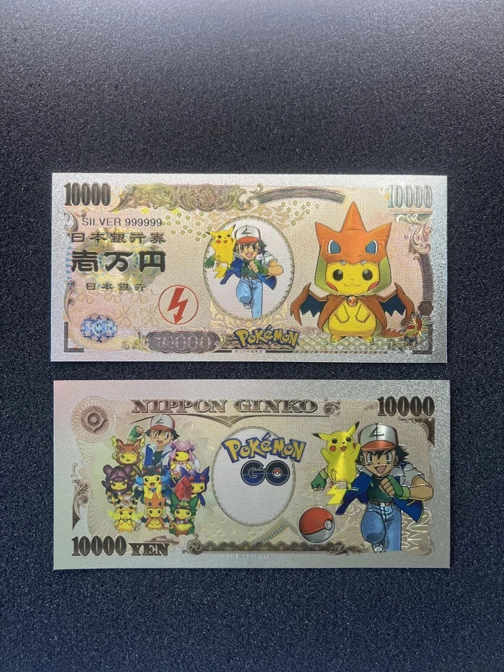 Pokemon Silver Foil Banknote Set of 24 Charizard Pikachu Poncho