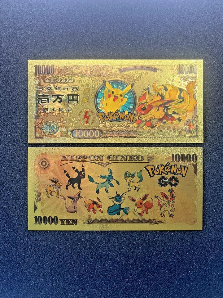 17 pcs Lot - Eevee Evolutions & Mega Evelutions - 24k Gold Foil Banknote Pokemon
