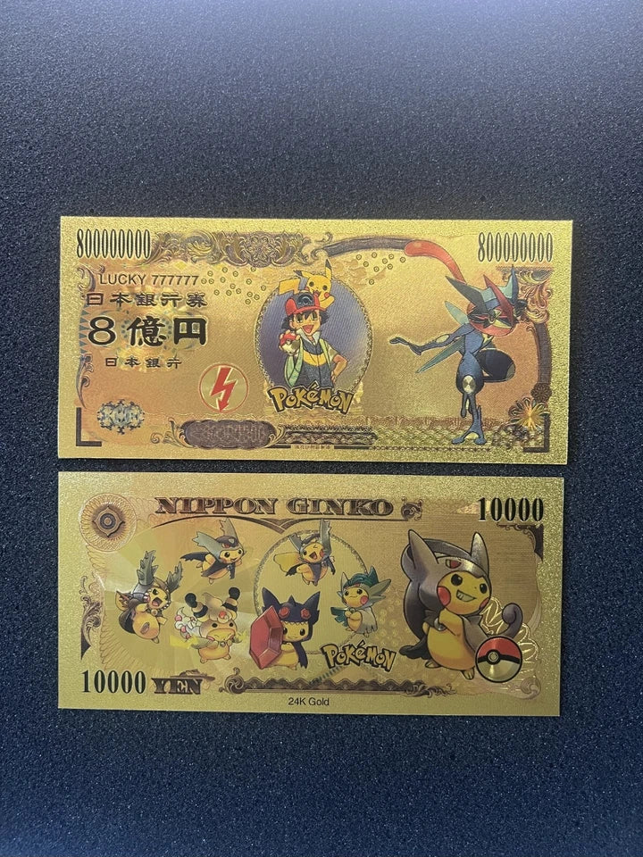 20 pcs Lot - Pokemon Banknote - 24k Gold Foil Banknote - Pokemon Collectible
