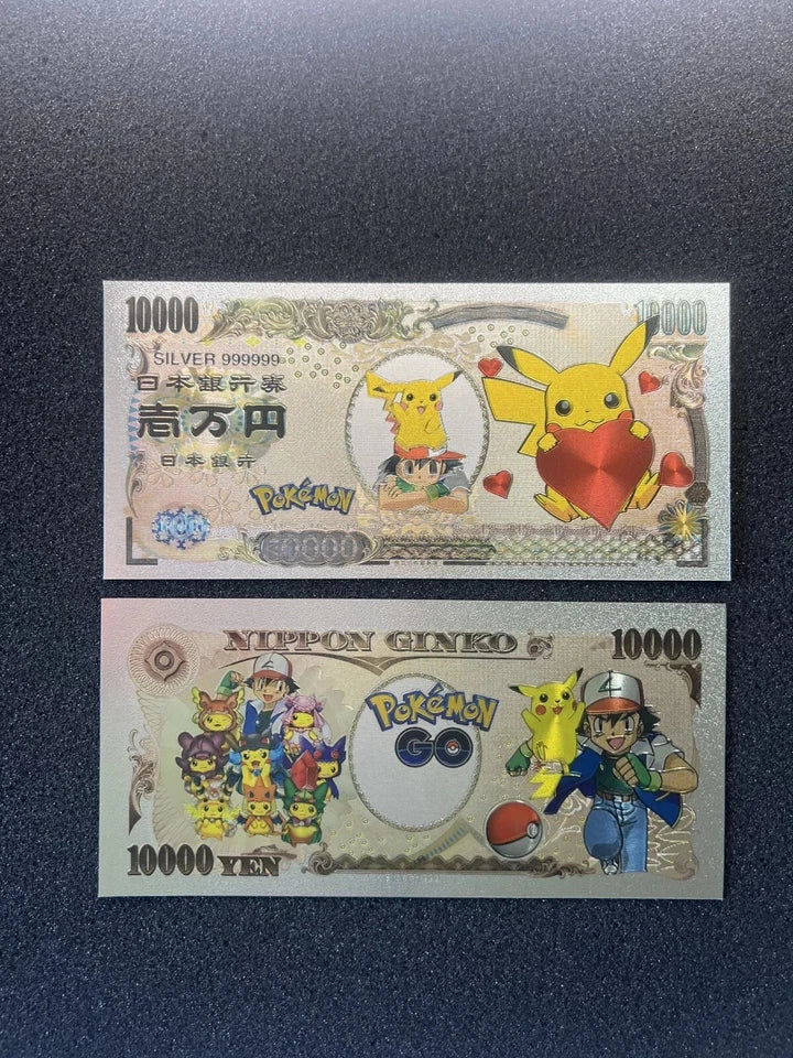 Pokemon Silver Foil Banknote Set of 24 Charizard Pikachu Poncho