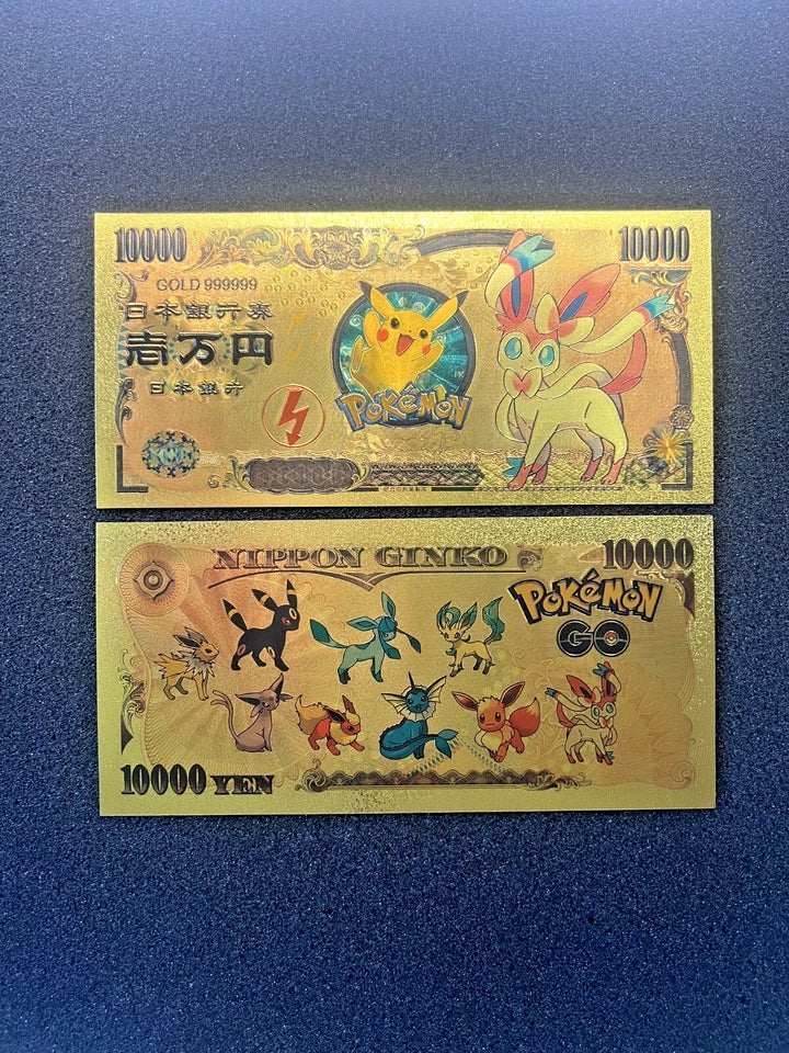 17 pcs Lot - Eevee Evolutions & Mega Evelutions - 24k Gold Foil Banknote Pokemon
