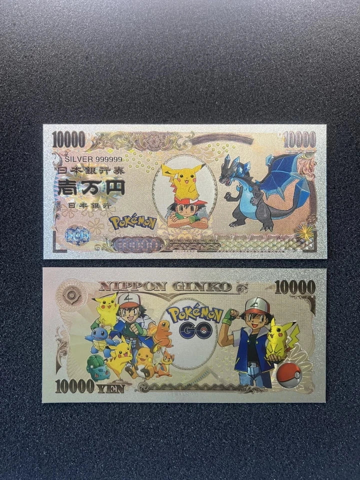Pokemon Silver Foil Banknote Set of 24 Charizard Pikachu Poncho
