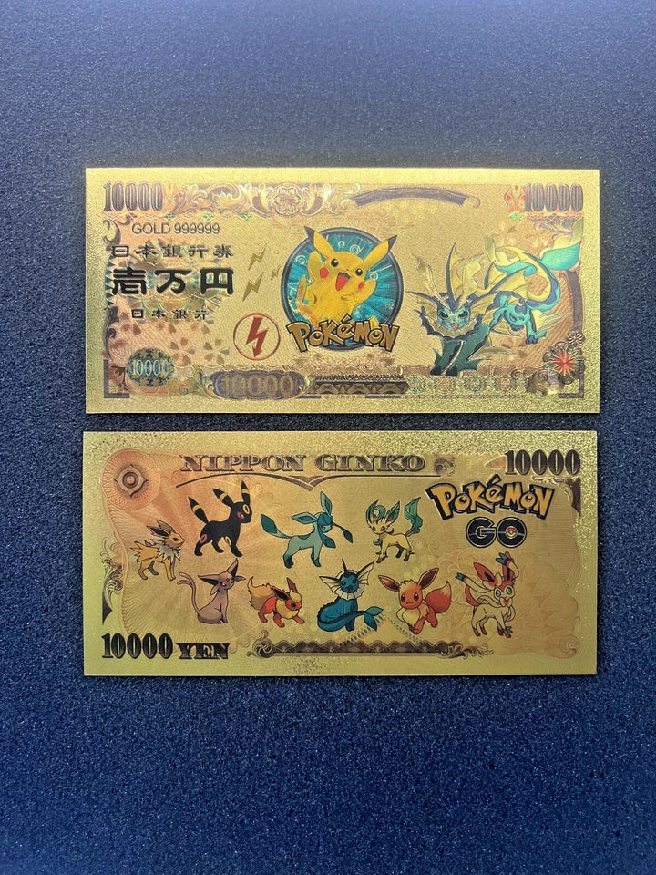 17 pcs Lot - Eevee Evolutions & Mega Evelutions - 24k Gold Foil Banknote Pokemon