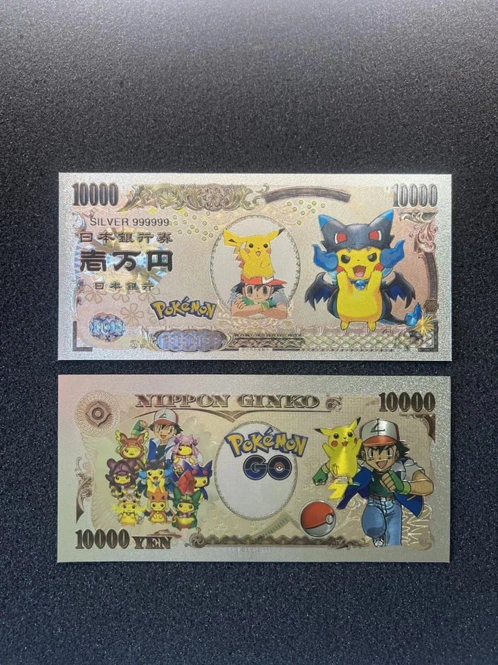 Pokemon Silver Foil Banknote Set of 24 Charizard Pikachu Poncho