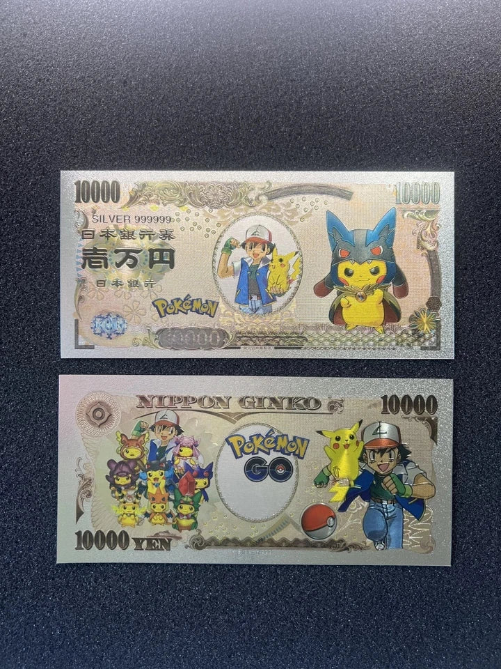 Pokemon Silver Foil Banknote Set of 24 Charizard Pikachu Poncho