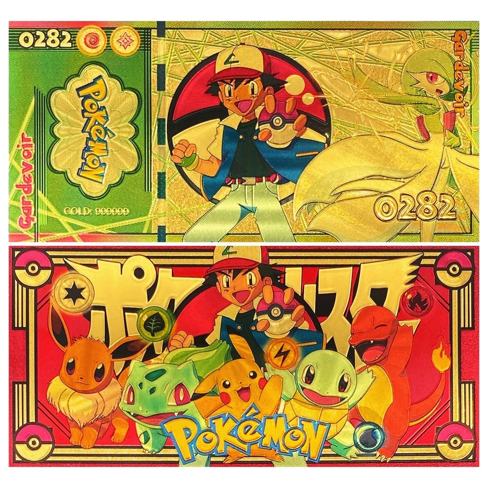 20 pcs Lot - Pokemon Banknote - 24k Gold Foil Banknote - Pokemon Collectible