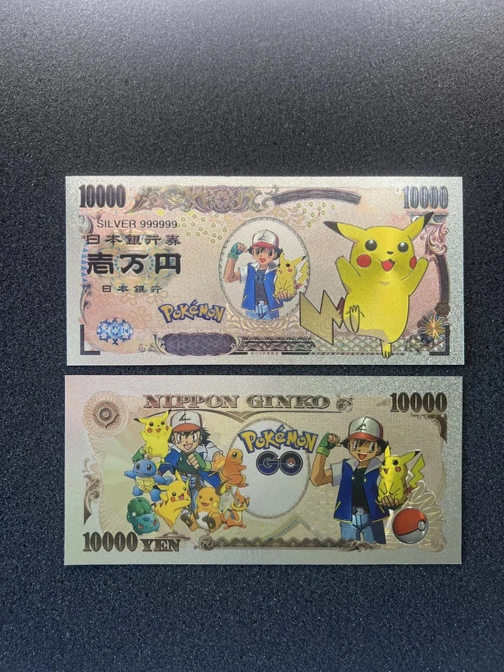 Pokemon Silver Foil Banknote Set of 24 Charizard Pikachu Poncho