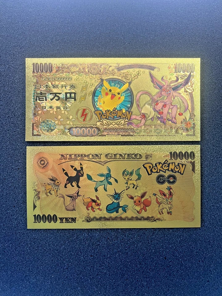 17 pcs Lot - Eevee Evolutions & Mega Evelutions - 24k Gold Foil Banknote Pokemon