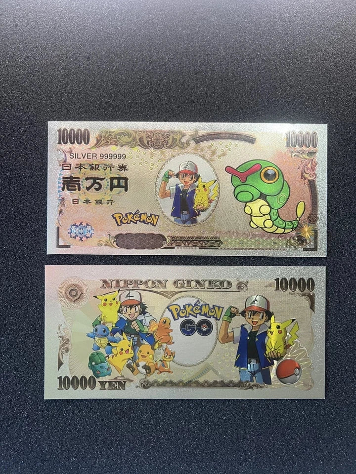 Pokemon Silver Foil Banknote Set of 24 Charizard Pikachu Poncho
