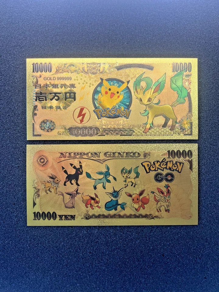 17 pcs Lot - Eevee Evolutions & Mega Evelutions - 24k Gold Foil Banknote Pokemon