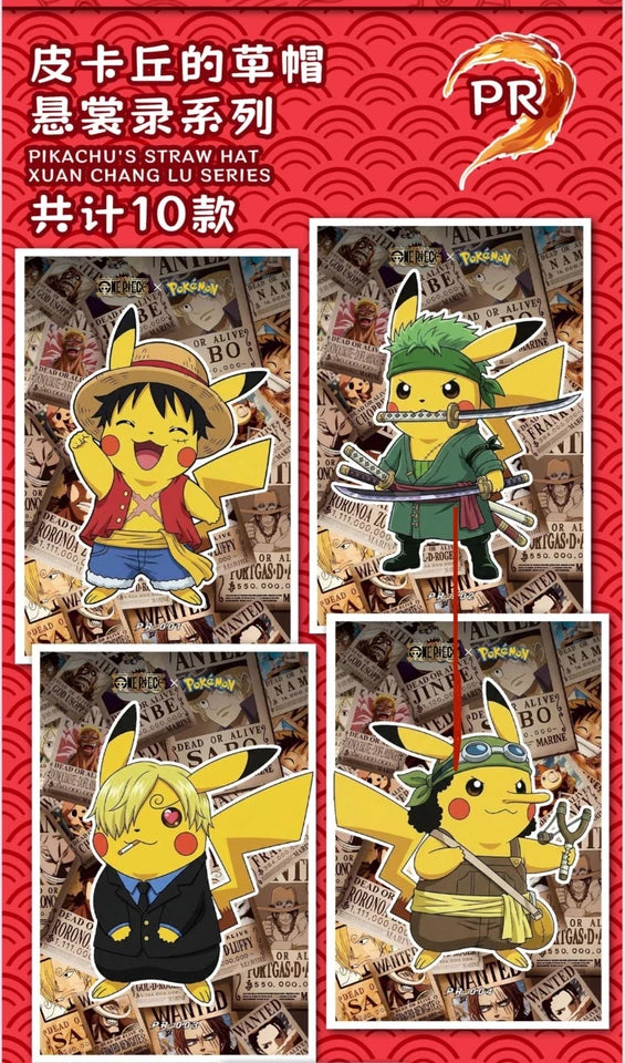 5 Art Board Lot - Chinese One Piece X Pokemon Art Board 5 Sealed Packs