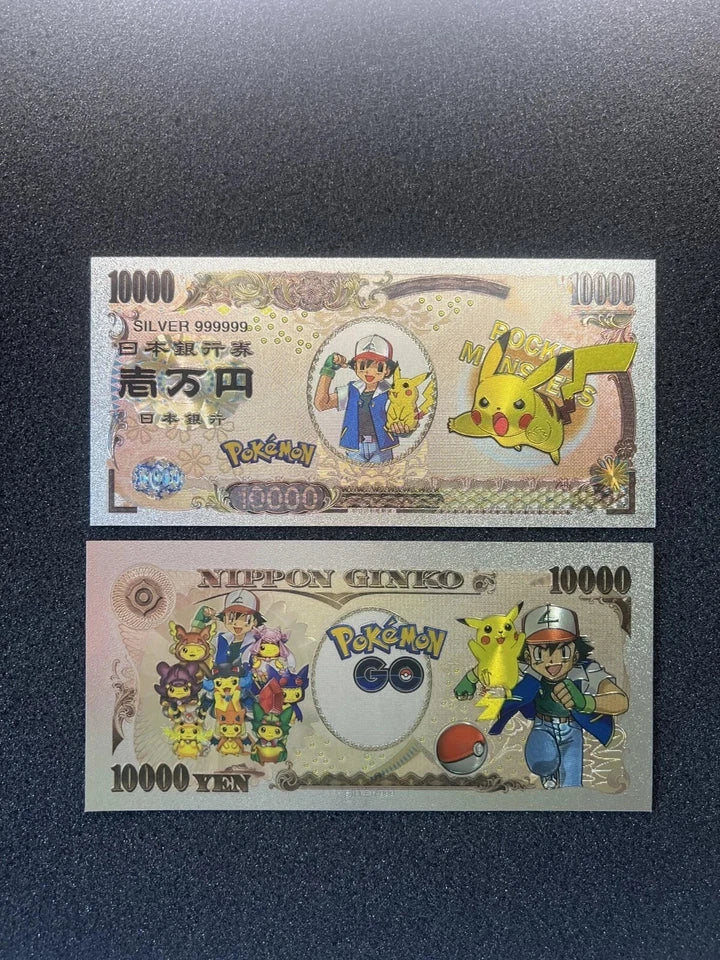 Pokemon Silver Foil Banknote Set of 24 Charizard Pikachu Poncho