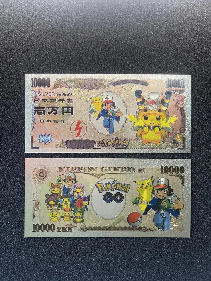 Pokemon Silver Foil Banknote Set of 24 Charizard Pikachu Poncho