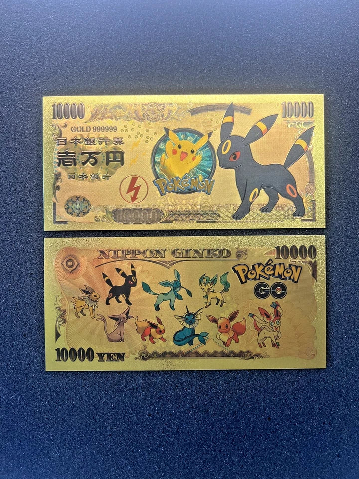 17 pcs Lot - Eevee Evolutions & Mega Evelutions - 24k Gold Foil Banknote Pokemon