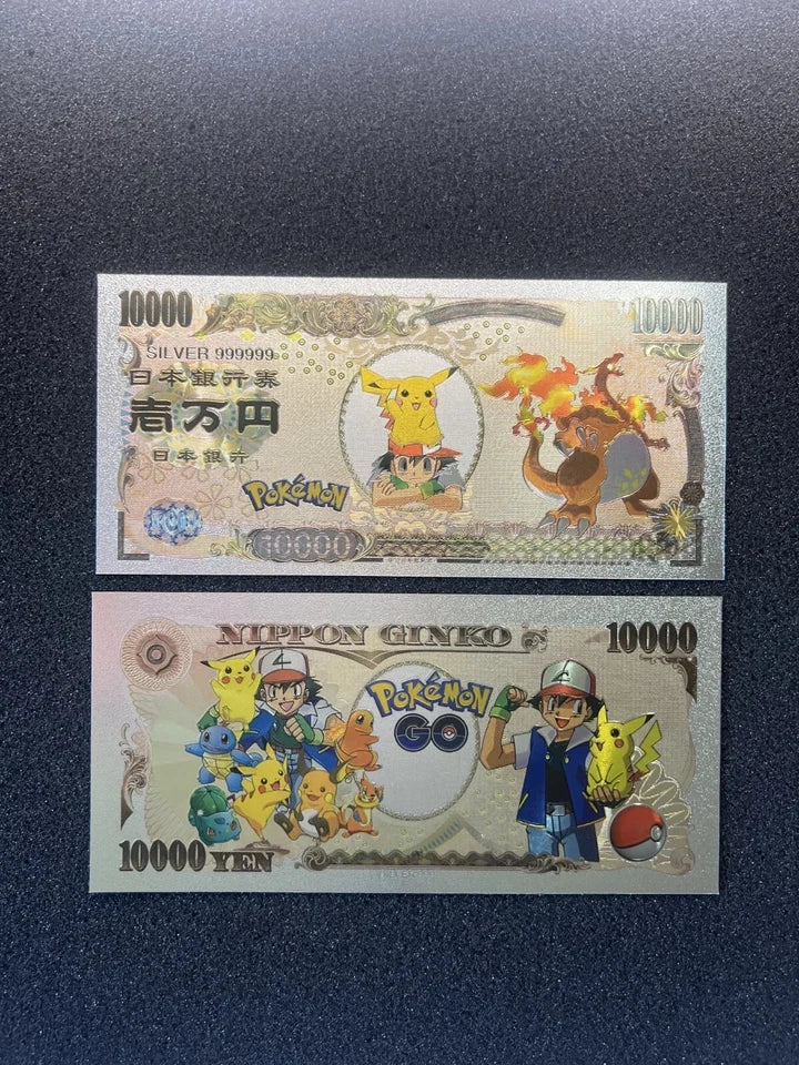 Pokemon Silver Foil Banknote Set of 24 Charizard Pikachu Poncho