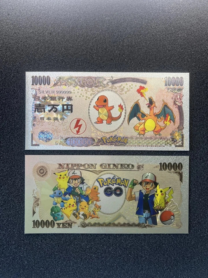 Pokemon Silver Foil Banknote Set of 24 Charizard Pikachu Poncho