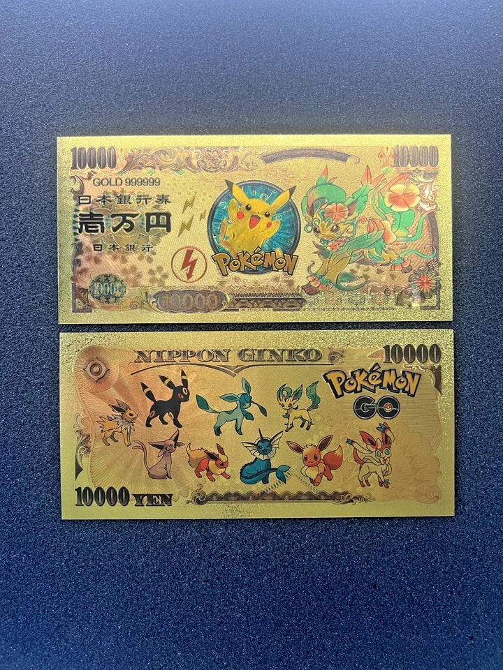 17 pcs Lot - Eevee Evolutions & Mega Evelutions - 24k Gold Foil Banknote Pokemon