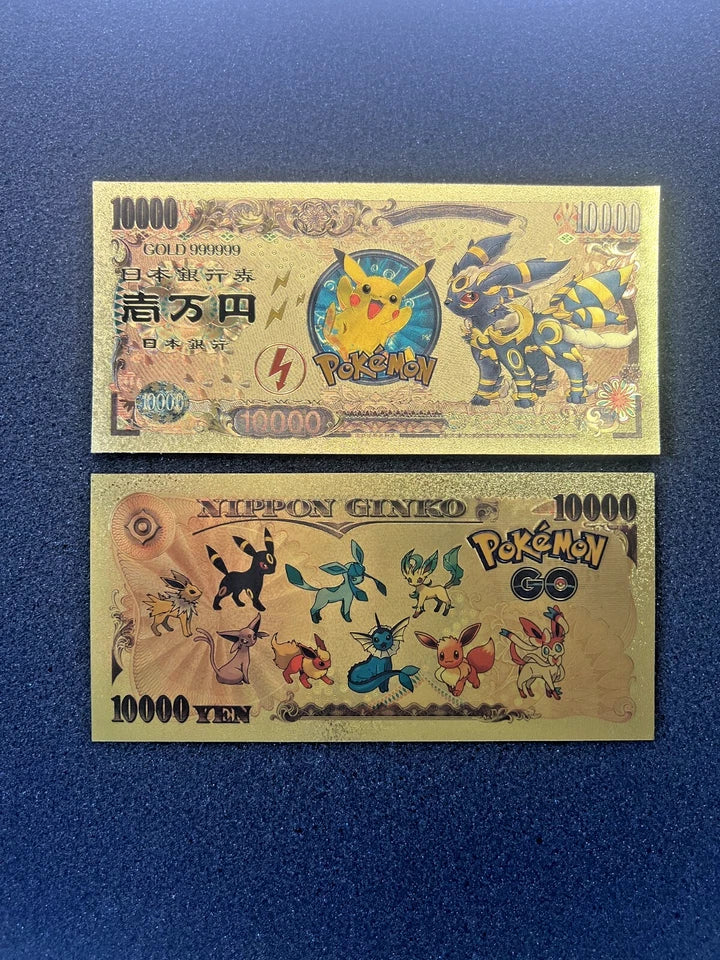 17 pcs Lot - Eevee Evolutions & Mega Evelutions - 24k Gold Foil Banknote Pokemon