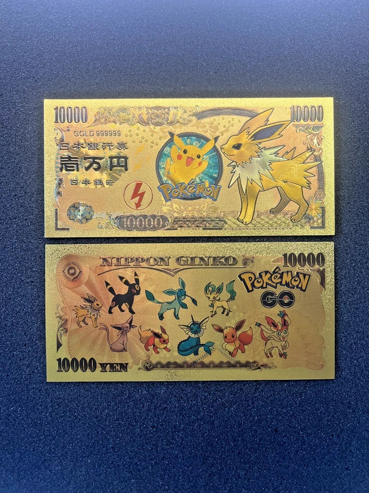 17 pcs Lot - Eevee Evolutions & Mega Evelutions - 24k Gold Foil Banknote Pokemon