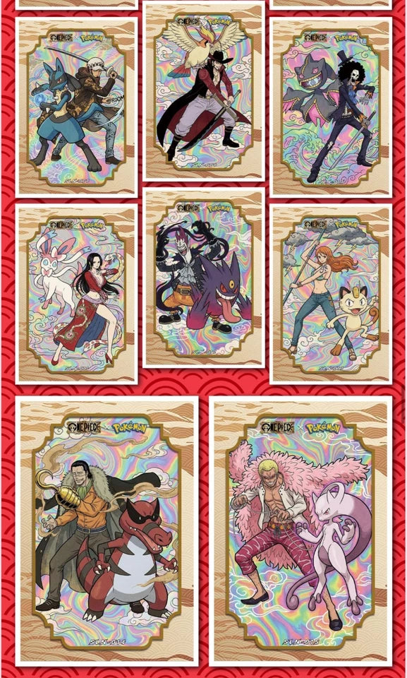 5 Art Board Lot - Chinese One Piece X Pokemon Art Board 5 Sealed Packs