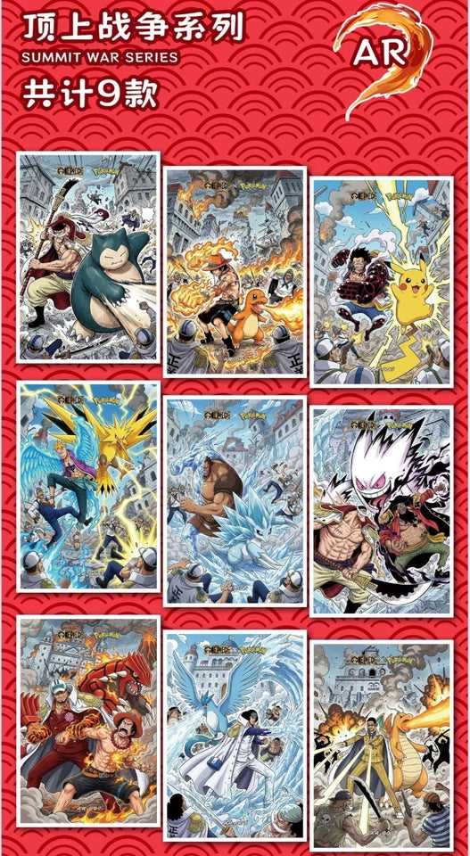 5 Art Board Lot - Chinese One Piece X Pokemon Art Board 5 Sealed Packs