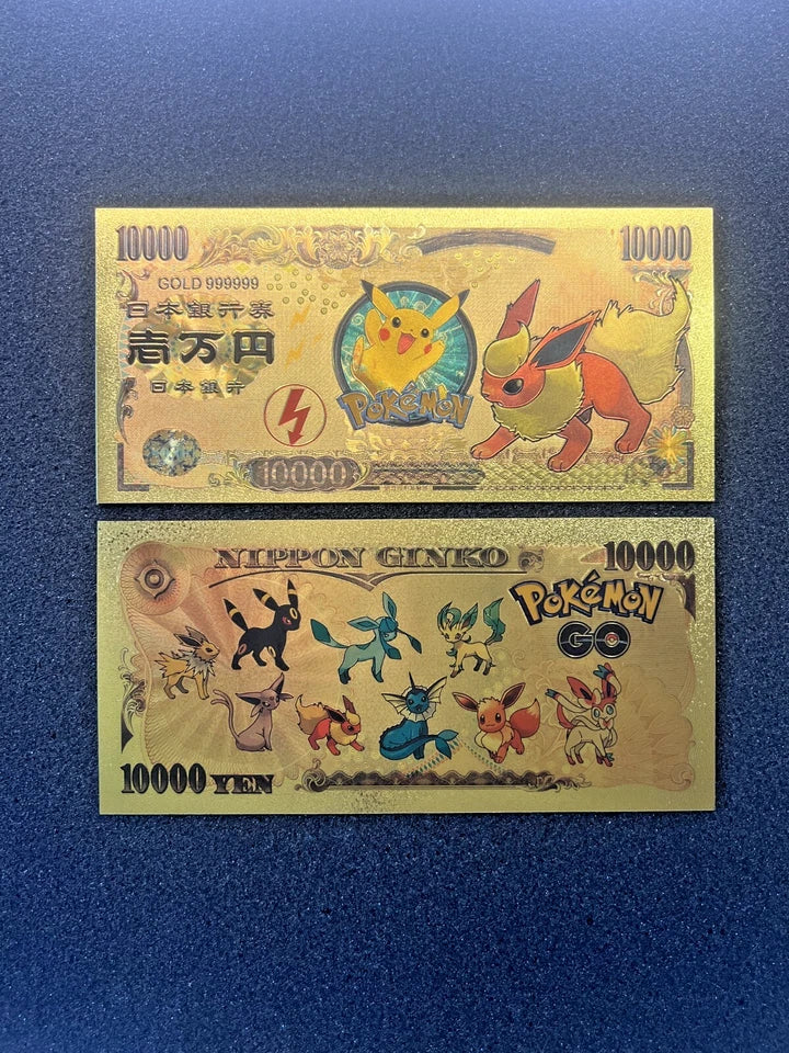 17 pcs Lot - Eevee Evolutions & Mega Evelutions - 24k Gold Foil Banknote Pokemon
