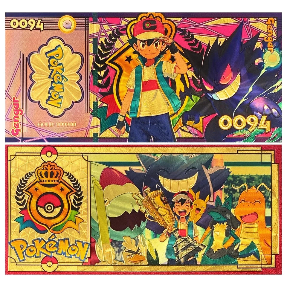 20 pcs Lot - Pokemon Banknote - 24k Gold Foil Banknote - Pokemon Collectible