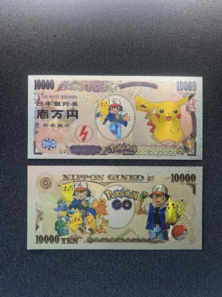 Pokemon Silver Foil Banknote Set of 24 Charizard Pikachu Poncho