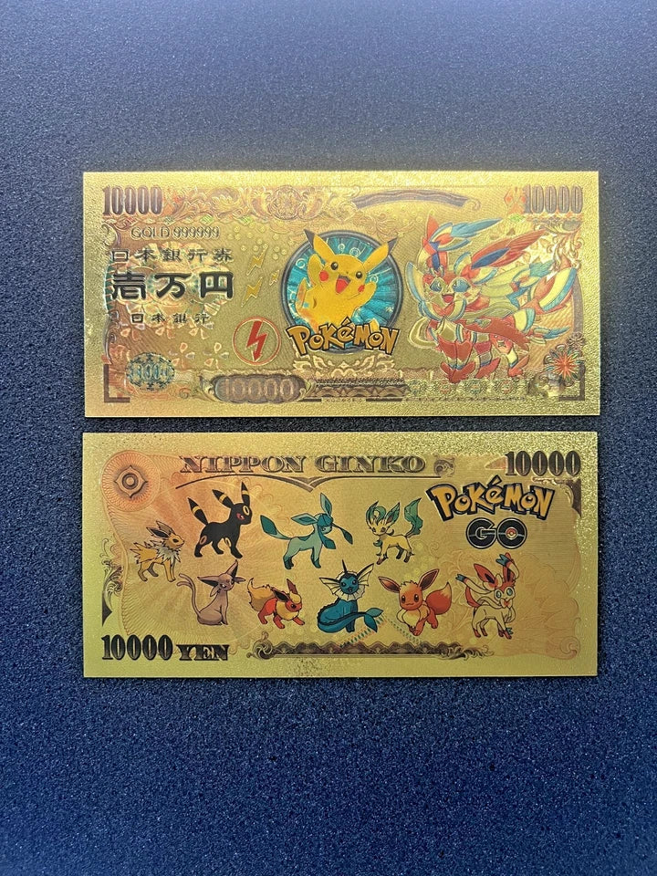 17 pcs Lot - Eevee Evolutions & Mega Evelutions - 24k Gold Foil Banknote Pokemon